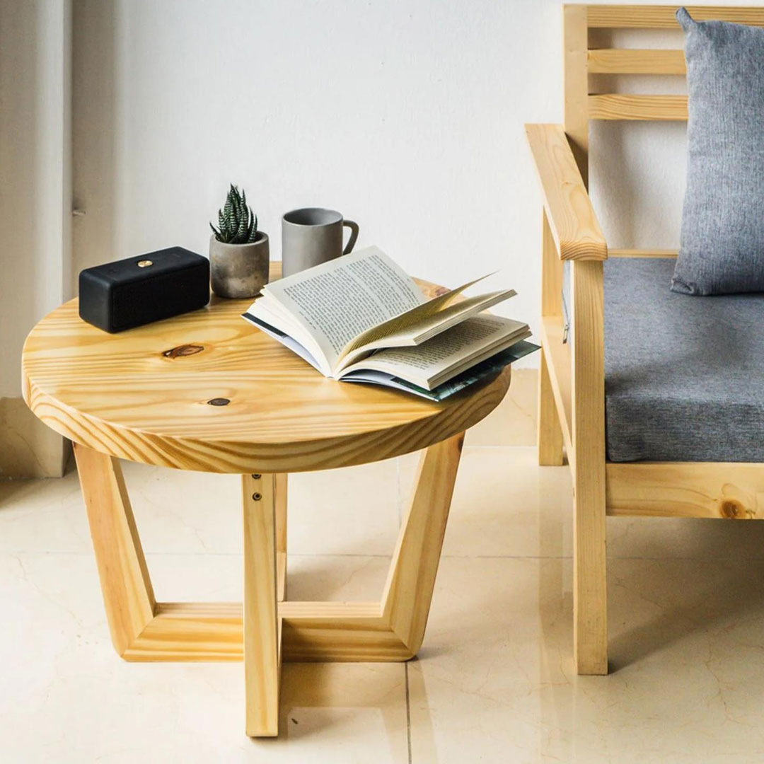 bàn trà gỗ tròn decor đẹp